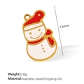 Süßer Edelstahl-Schneemann-Anhänger mit Emaille für DIY-Weihnachtsschmuck Herstellung - Einfacher Rot Weißer Schneemann (PJ126)
