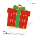 Weihnachtsgeschenk-Anhänger in Rot und Grün emailliert für DIY-Schmuckherstellung - Rote Weihnachtsgeschenkbox (PJ130)
