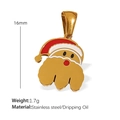 Süßer Weihnachtsmann-Anhänger aus vergoldetem Edelstahl mit Emaille-Details - Weihnachtsmann Buchstabe E Anhänger (PJ45GE)