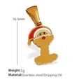 Weihnachts-Cartoon-Anhänger aus 18k vergoldetem Edelstahl mit rotem Emaille-Detail - Weihnachtsmann Buchstabe I Anhänger (PJ45GI)