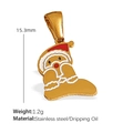 Goldener Weihnachtsanhänger Lebkuchenmann in Socke aus Edelstahl mit roter Emaille - Weihnachtsmann Buchstabe L Anhänger (PJ45GL)