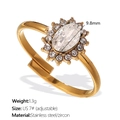 Anello regolabile in acciaio dorato con zircone bianco ovale e montatura halo - Zirconia Bianca (JZ122WEG7)
