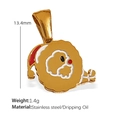Weihnachts-Pudel-Anhänger aus goldenem Edelstahl mit Emaille und Größenangaben - Weihnachtsmann Buchstabe Q Anhänger (PJ45GQ)