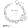 Collana corta in acciaio inossidabile con maglie quadrate irregolari e chiusura a moschettone - Collana Argento