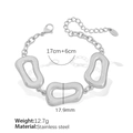 Bracciale a catena a maglie cave in acciaio inossidabile argento con chiusura a moschettone - Bracciale Argento