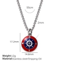 Collar con colgante de brújula náutica de acero inoxidable y esmalte rojo y azul - Rojo Azul Timón (XL412RDBES)