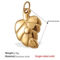 Detailed 18K gold-plated stainless steel leaf pendant with vein texture and measurements - Leaf Style (PJ206G) / Pendant Only (Without Chain)
