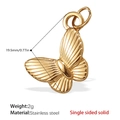 Polished gold stainless steel butterfly pendant charm 19.5mm with detailed texture - Butterfly Style (PJ209G) / Pendant Only (Without Chain)