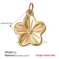 Golden stainless steel five-petal flower pendant with 18.8mm diameter and radial texture - Flower Style (PJ211G) / Pendant Only (Without Chain)