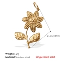 Golden stainless steel sunflower pendant necklace charm with dimensions and 1.2g weight - Sunflower with Stem Style (PJ213G) / Pendant Only (Without Chain)
