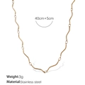 Polished 18K gold plated stainless steel wavy link chain necklace with a 45cm length - Wave Pattern Style (XL430G)