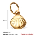 Pendentif coquillage doré en acier inoxydable 9mm breloque solide double face bijouterie - Style Coquille Saint-Jacques (PJ173G)