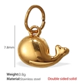 Pendentif baleine dorée en acier inoxydable poli pour colliers avec design double face - Style Baleine(PJ174G)