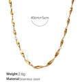 18K gold plated stainless steel bamboo leaf chain necklace with 40+5cm length - Leaf Shaped Style (XL434G)
