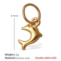 Golden stainless steel dolphin pendant featuring double-sided solid 3D design - Dolphin Style (PJ176G)