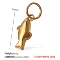 Solid gold dolphin pendant in stainless steel with 13mm size and double-sided design - Long Dolphin Style(PJ177G)