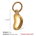 Polished stainless steel bean pendant variant in golden finish 11.3mm double-sided design - Curved Bean Style(PJ179G)