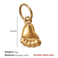 Polished golden stainless steel double-sided solid tiny baby feet pendant 10mm charm - Footprint Style(PJ180G)