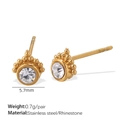 Boucles d'oreilles bohèmes en acier inoxydable doré avec strass ronds clairs - Boucles d'Oreilles Clous Style Bohémien Rond (EH887WEG)