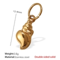 Golden seashell charm pendant in stainless steel with double sided solid design - Conch Style (PJ185G)