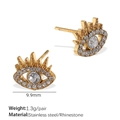 Boucles d'oreilles œil protecteur dorées en acier inoxydable et strass, 9,9 mm - Boucles d'Oreilles Clous Mauvais Œil (EH889WEG)