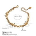 Gothic 18K gold plated stainless steel thorn barbed wire bracelet with Cuban link chain - Gold Bracelet