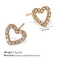 Boucles d'oreilles cœur en acier inoxydable doré avec strass mesurant 8,7 mm - Boucles d'Oreilles Clous Cœur Strass Exquises (EH893WEG)