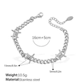 Gothic silver stainless steel thorn bracelet with adjustable lobster clasp and tag - Silver Bracelet