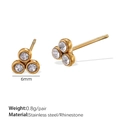 Boucles d'oreilles triangles en acier doré avec strass blancs de 6 mm pour femmes - Boucles d'Oreilles Clous Triangle Trois Pierres (EH895WEG)