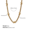 Golden stainless steel gothic barbed wire necklace with 40cm Cuban chain length - Gold Necklace