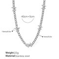 Punk style silver stainless steel 5mm cuban chain necklace with thorn pendant details - Silver Necklace