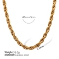 Golden 6.3mm Cuban link chain in stainless steel with a 40cm length and 5cm extender - Multi-Link Interwoven Braid (XL395G)