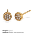 Boucles d'oreilles rondes dorées de 5 mm en acier inoxydable avec sept strass - Boucles d'Oreilles Clous Rondes Sept Pierres (EH897WEG)