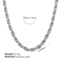 Heavy 6.3mm silver Cuban chain in stainless steel with 40+5cm length for men and women - Multi-Link Interwoven Braid (XL395S)