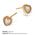 Boucles d'oreilles cœur en acier inoxydable doré avec zircon cubique de 6,5 mm - Style Cœur Zirconium Clair (EH900WEG)