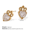 Boucles d'oreilles couronne en forme de coeur avec zircone cristal et finition dorée - Style Creux Couronne Cœur (EH901WEG)
