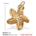 Goldener Seestern-Anhänger aus Edelstahl mit 18,3 mm Höhe und solider Metalltextur - Seestern-Stil (PJ190G) / Nur Anhänger (Keine Kette) / Gold