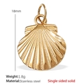 Edelstahl Muschel Anhänger 18k vergoldet 18mm einseitig massives Design für Halsketten - Jakobsmuschel-Stil (PJ191G) / Nur Anhänger (Keine Kette) / Gold