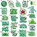 Close-up of 23-piece green motivational embroidery patches for bags and apparel - 23-Piece Combo Patch Set (AZ2512B7-4)