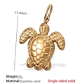 Goldener Schildkrötenanhänger aus Edelstahl mit feiner Panzerstruktur, 17,4 mm Höhe - Strukturierte Schildkröte (PJ194G) / Nur Anhänger (Keine Kette) / Gold