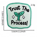 Trust The Process cartoon seedling embroidered patch in light blue and green colors - Trust The Process Rectangle Style (AZ2512B7-4)