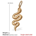 Goldener Schlangenanhänger aus Edelstahl mit Schuppenstruktur und einseitigem Design - Realistische Schlange (PJ198G) / Nur Anhänger (Keine Kette) / Gold
