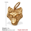 Goldener Edelstahl Wolfskopf-Anhänger für DIY-Schmuckherstellung in 12mm Größe - Wolfskopf-Stil (PJ200G) / Nur Anhänger (Keine Kette) / Gold