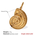 Golden stainless steel nautilus shell pendant with spiral texture for DIY jewelry making - Gold Solid Conch Pendant (PJ295G)