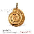 Gold spiral seashell pendant in stainless steel with dimensions and weight data - Gold Solid Spiral Pendant (PJ296G)