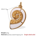 18K gold plated stainless steel spiral seashell pendant with white enamel filling - White Enamel Gold Solid Spiral Pendant (PJ297WEG)