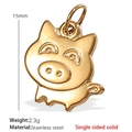 Vergoldeter Edelstahlanhänger in Schweineform für DIY-Schmuck, 15mm Größe - Schweinchen-Stil (PJ203G) / Nur Anhänger (Keine Kette) / Gold