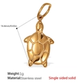 Golden stainless steel sea turtle pendant charm for jewelry making with solid design - Gold Solid Turtle Pendant (PJ298G)