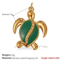 Colgante de tortuga en acero inoxidable dorado con esmalte verde para joyería - Colgante Tortuga Sólida Dorada Esmalte Verde (PJ299GNG)