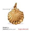 Colgante de concha marina en acero inoxidable bañado en oro 18K con textura radial - Colgante de Vieira Sólida Dorada (PJ300G)